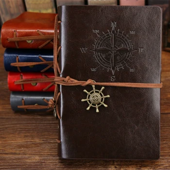 

Artificial PU Traveler's Notebook Diary Planner Stationery Vintage Pirate Spiral Note Book Journal Ring Binder Blank Sketchbook