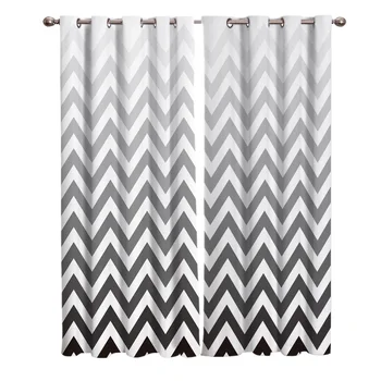 

Geometric Gradient Ripple Room Curtains Large Window Indoor Decor Kids Swag Curtain Panels With Grommets Window Treatment Sets