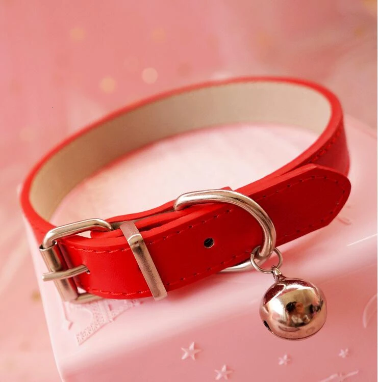 Сладкий ПУ кожаный маленький колокол Чокер-ожерелье в стиле панк стиль женщин Torques женщин Готический клуб ожерелье с крестом - Окраска металла: red