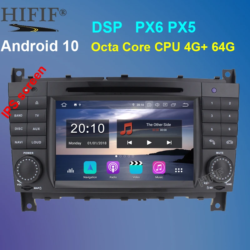Px6 4 + 64 ГБ Android 10 Восьмиядерный 2 DIN автомобильный DVD GPS стерео для Mercedes Benz W203 W209 W219 A