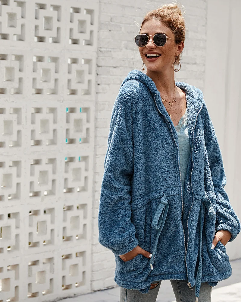 future time women teddy fleece sweater fleece cardigan large