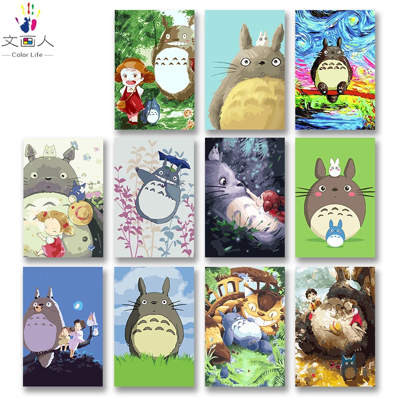 DIY картинки для раскраски по номерам с цветами Hayao Miyazaki My neighter Totoro картина