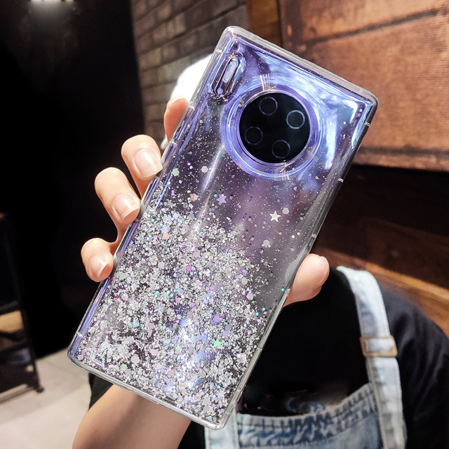 Glitter Transparent Phone Case For Honor 50 Lite Soft Shockproof Bumper Back Cover