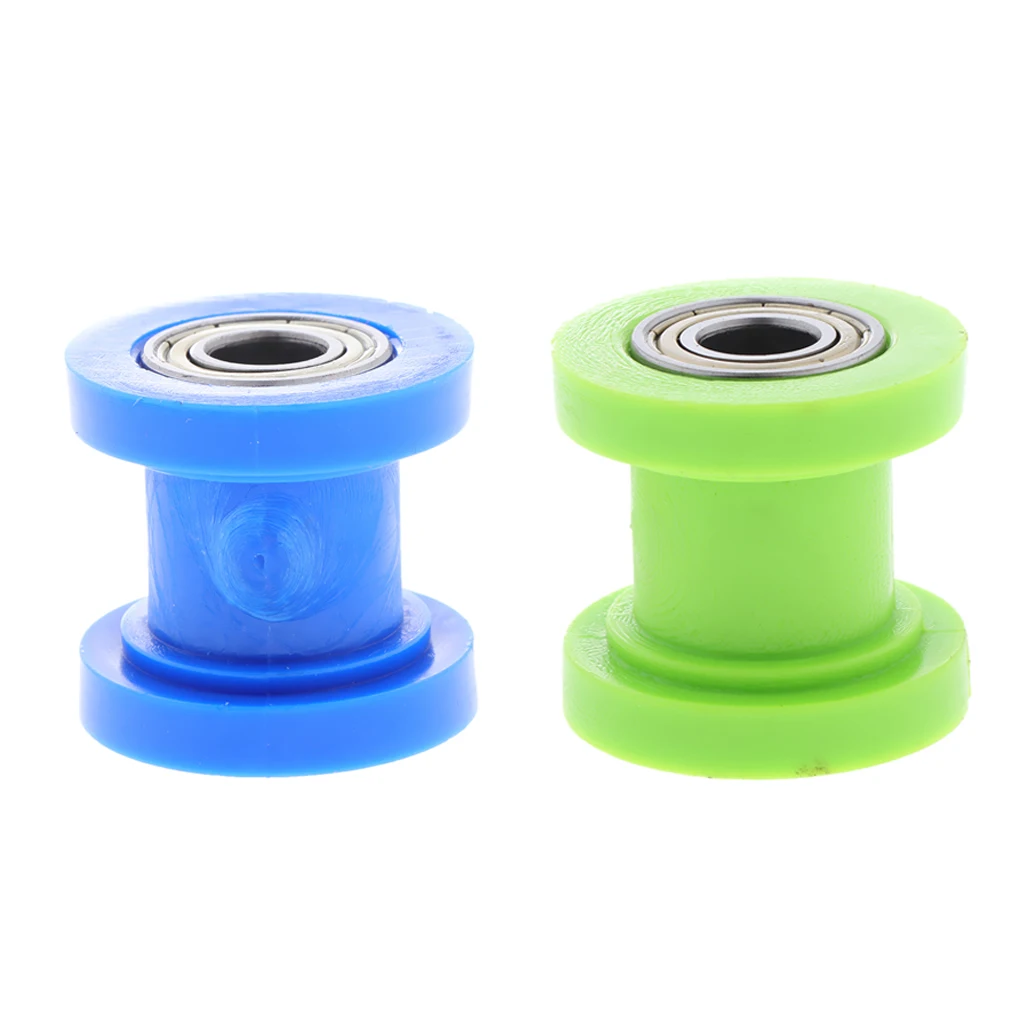 2PCS 10mm Idler Pulley Blue Chain Tensioner Roller for Motorcycle Blue+Green
