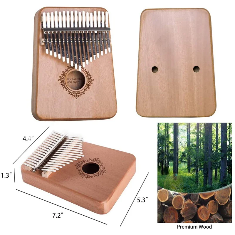 17 клавиш kalimba большой палец пианино красное дерево музыкальный инструмент для
