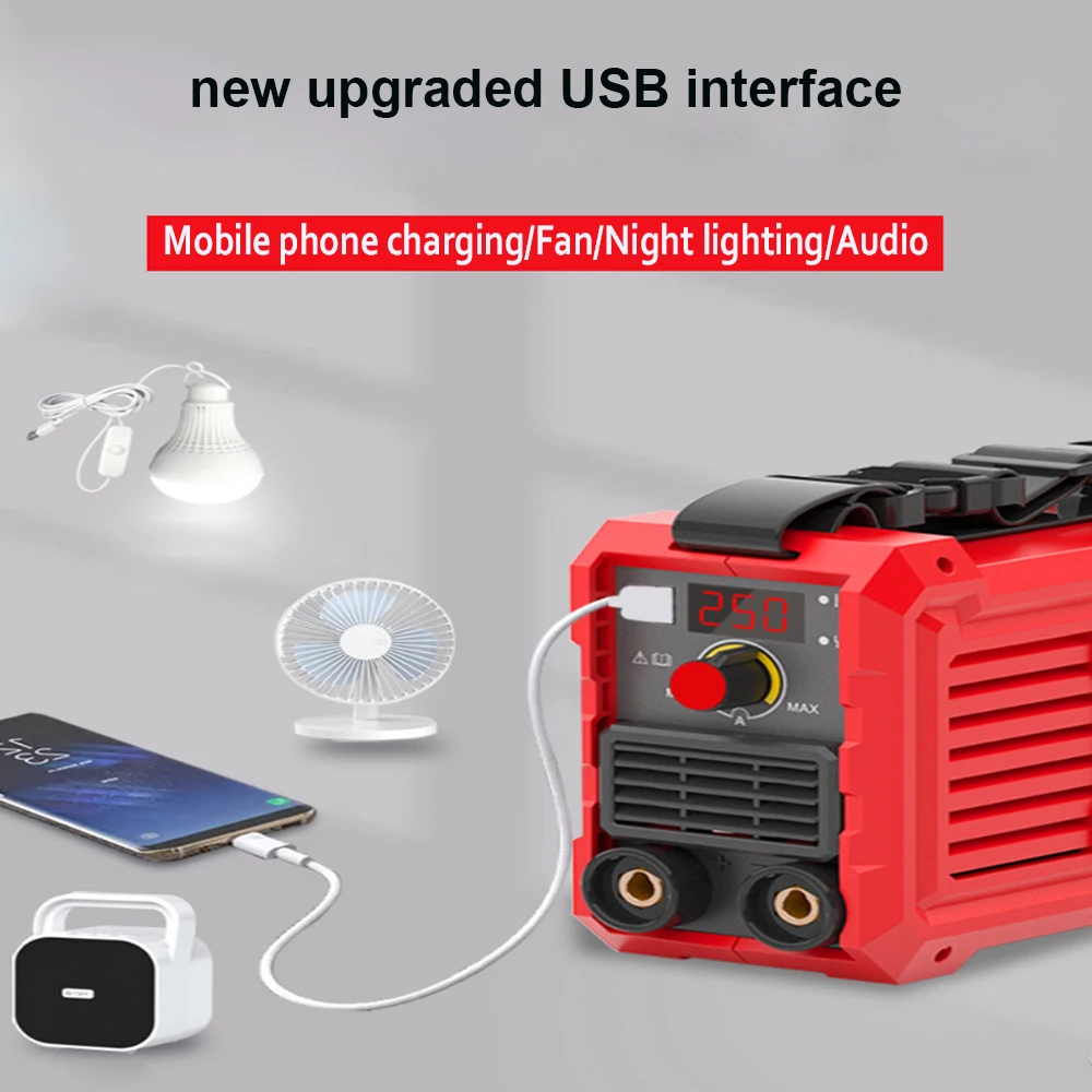 Portable Welder Electric Welder Mini Welder 3500W 220V Mini DC Inverter Arc Welding Machine Household Pure Copper Arc Welder Upgrade USB Interface Electric Welding Machines