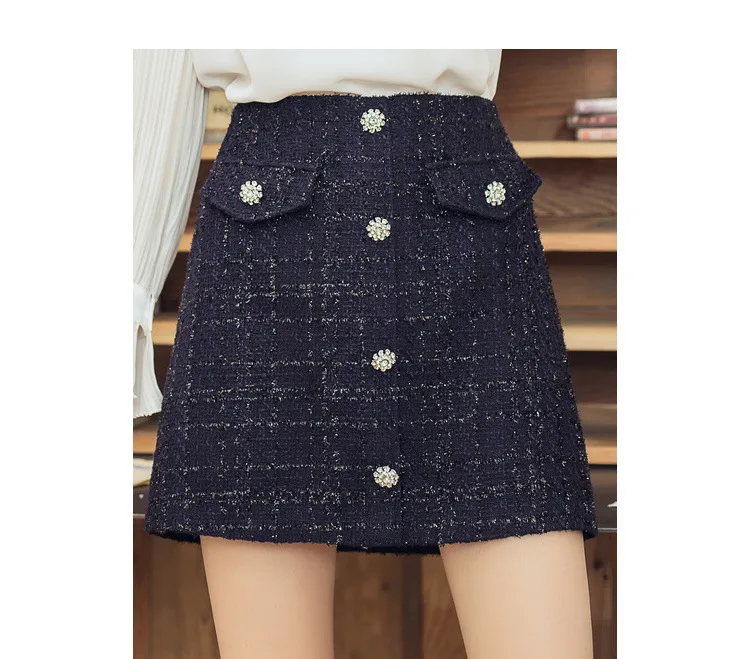 

2019 Autumn And Winter New Style Korean-style High-waisted Graceful Woolen Skirt Women's INS Super Fire Versatile Sheath A- line