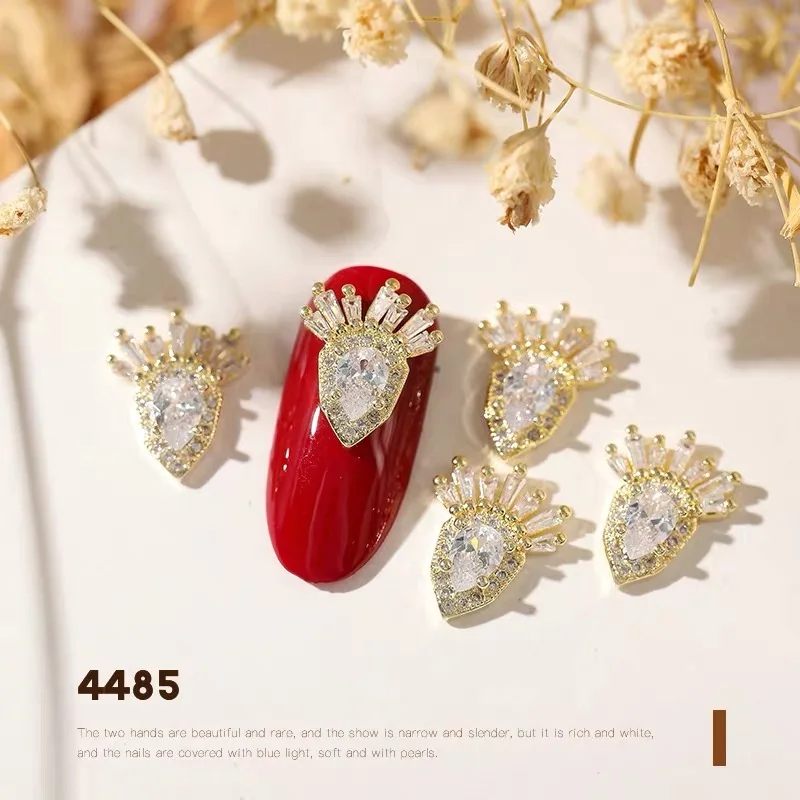 5pcs drop zircon drill metal nail art decorations alloy nail art accessories professional nail art supplies bride nail ornament