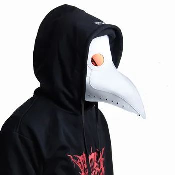 

Hot New Plague Doctor Mask Eagle Mask Beak Steampunk Masks White PU Birds Halloween Gothic Retro Leather Costume Fancy punk mask