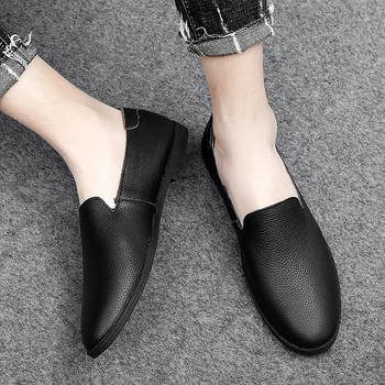 

Fashion Hollow Peas Shoes Men Genuine Leather British Lazy Shoes Wild Breathable Casual Shoes Driving Loafers Shoes 36-44 Black*