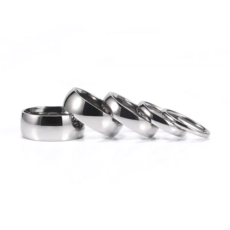 Tigrade Pure Titanium Ring Silver Color Polished 2/4/6/8/10mm Classic Engagement Ring For Male Female Wedding Bands Anti-Allergy 2