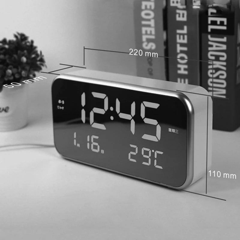 

Digital Analog-Digital Clocks Led Digital Multi-Function Alarm Clock Mirror Clock Temperature Sleepy Luminova Home Decor