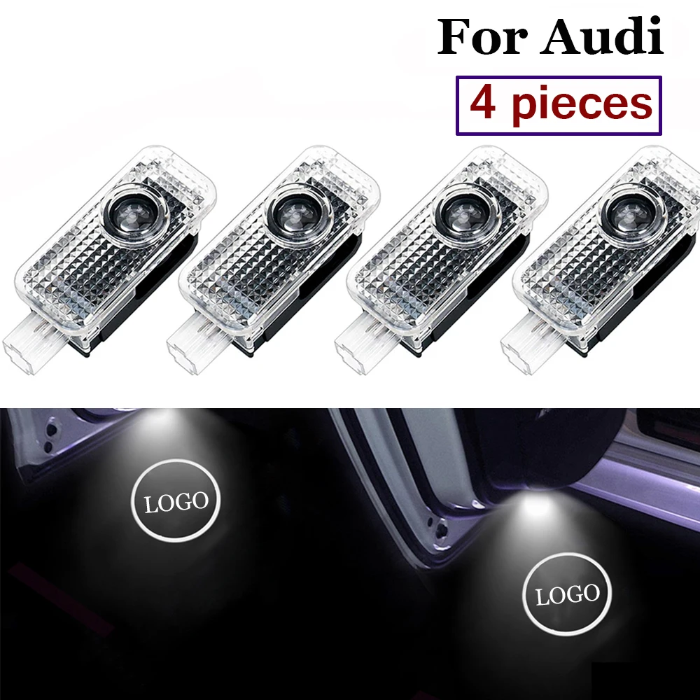 

4Pcs Car Door Welcome Light Auto logo Laser Projector Ghost Shadow Lamp For Audi Q3 Q5 Q7 TT A3 A4 A5 A6 A8 80 90 100 200 V8 New
