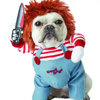 

Pet Dog Halloween Clothes Dogs Holding a Knife Halloween Christmas Costume Novelty Funny Pet Cat Party Cosplay Apparel Clothing