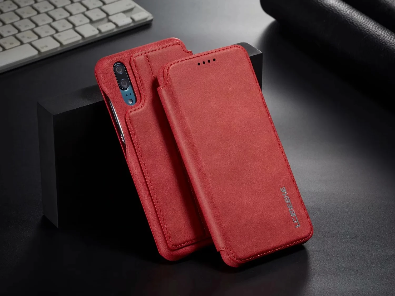 Luxuriöse Leder-Flip-Cover-Hülle für Huawei P20 P30 P40 Pro Lite Thin Slim mit Kartensteckplatz_voghion.com