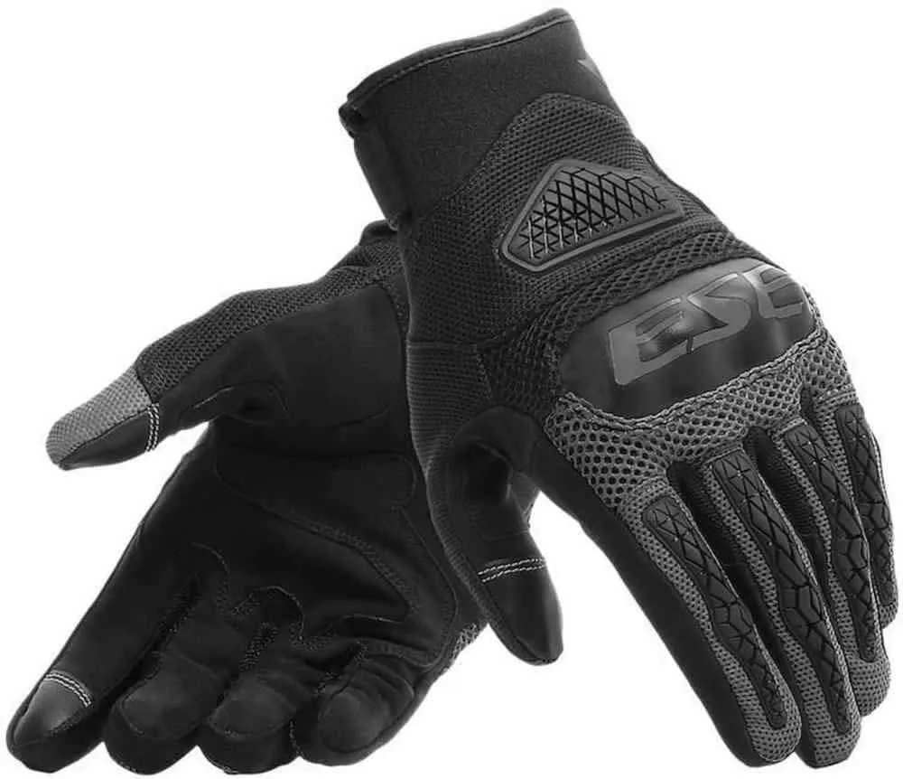 Dain Broa из натуральной кожи moto rcycle перчатки Guantes moto MTB racing moto cicleta лето для вождения moto rbike сенсорный экран - Цвет: Черный