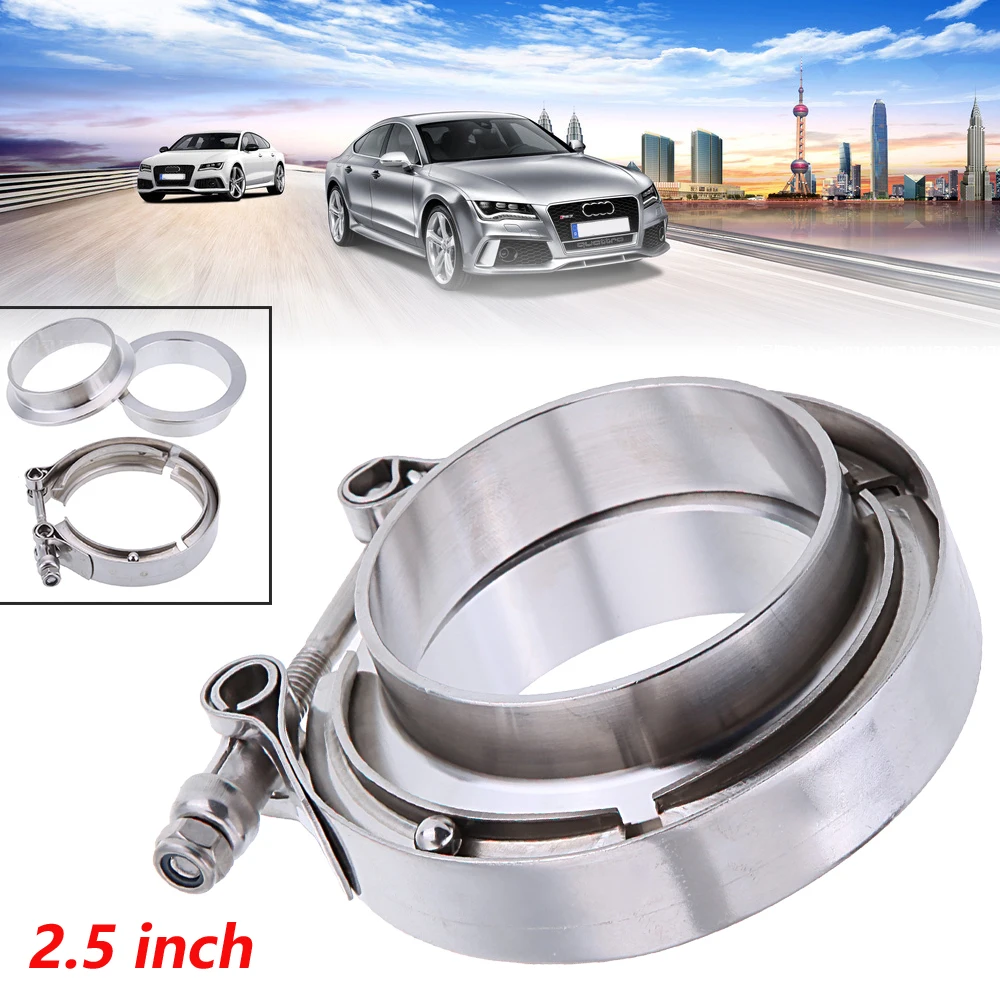 2.5" 63mm Stainless Steel V Band Clamp Exhaust Pipe Flange Kit Weld On
