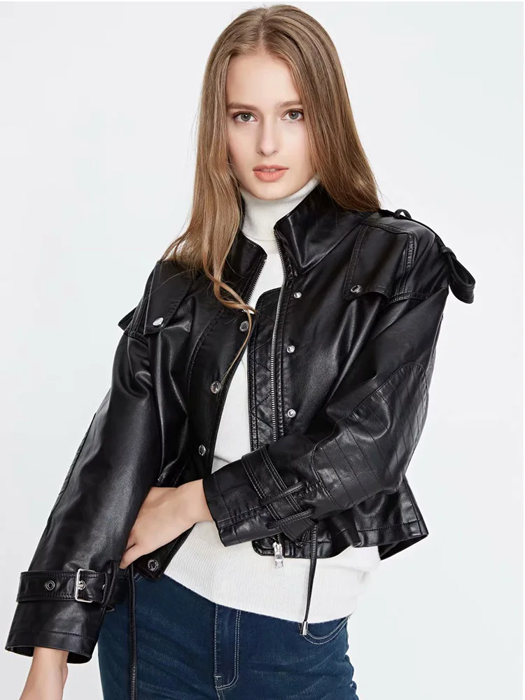 

Womans Clothing Short Sexy Trench Coat European Style Windbreaker Stand Collar Single Breasted Party Park Running Gothic