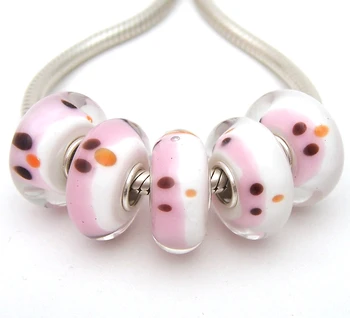 

JGWG2218 5X 100% Authenticity S925 Sterling Silver Beads Murano Glass beads Fit European Charms Bracelet diy jewelry Lampwork