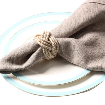 

6Pcs Natural Jute Napkin Loop Cord Woven Napkin Buckle Corded Napkin Buckle Waxed Twine Napkin Loop