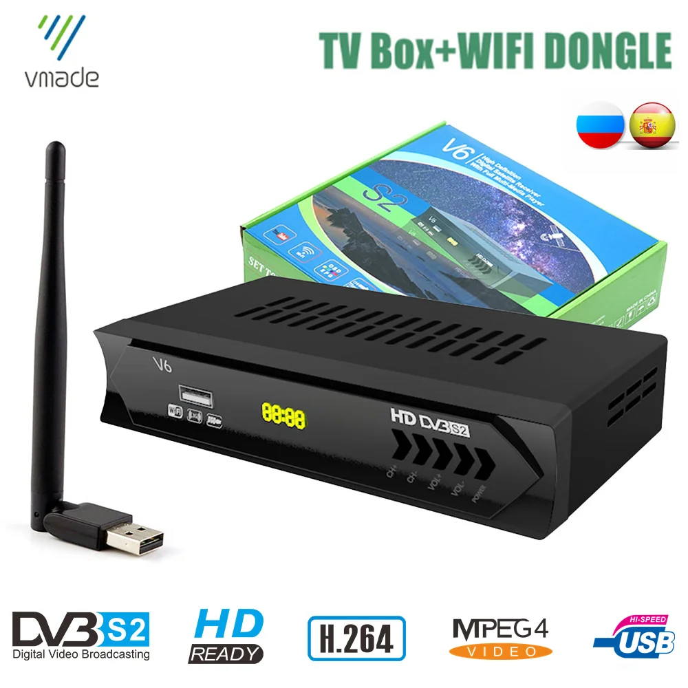 

Vmade New DVB S2 Satellite TV Receiver With Mini USB WIFI TV Antenna HD 1080P H.264 Support Youtube Bisskey M3U TV Decoder