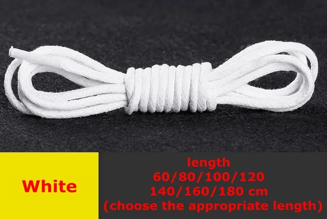 1 Pair Round Shoelaces Classic High Quality Waxed Cotton Waterproof Shoe Laces Outdoor Leisure Leather Shoelace white