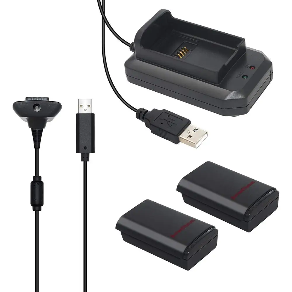 Turpow 2 шт батареи для Xbox 360 беспроводной/проводной контроллер ni mh 3V 6000mAh зарядный