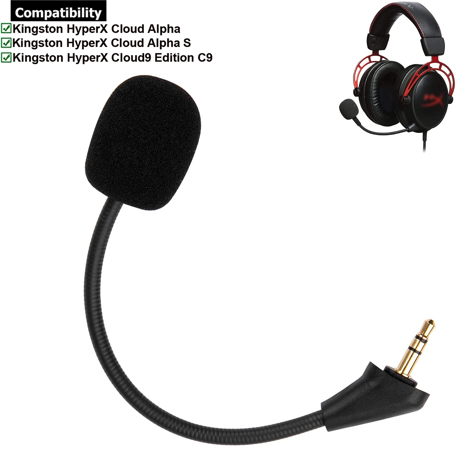 Сменный игровой микрофон с разъемом Aux 3 5 мм для Игровых Наушников Kingston HyperX Cloud Alpha