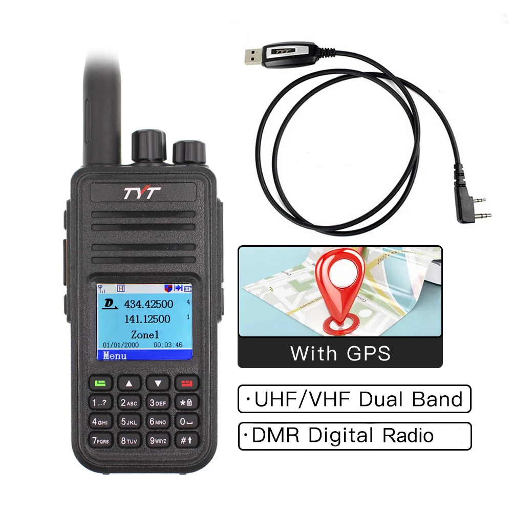 TYT MD-UV380 Walkie Talkie Dual Band Radio MD-380 VHF UHF MD380 Digital DMR Two Way Radio Dual Time Dlot Transceiver