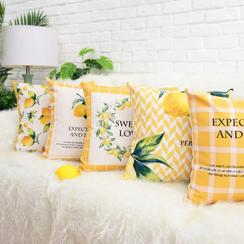 Чехол на подушку с принтом ЛИМОННЫХ букв для дивана кресла автомобиля дома 45x45 см