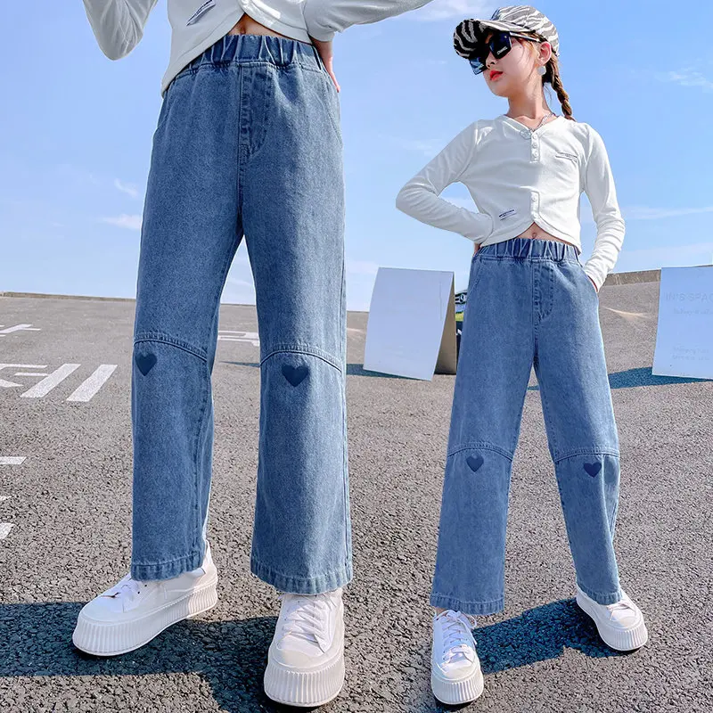 

Big Girls Wide Leg Jeans Kids Girls Denim Pants Children Loose Long Trousers High Waisted Teenager Clothing Spring Autumn 5-14Y