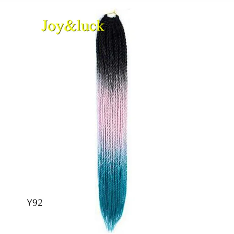 Joy& luck 24 дюйма Сенегальские закрученные крючком косички 30 прядей синтетические волосы для наращивания плетение волос - Цвет: Y92