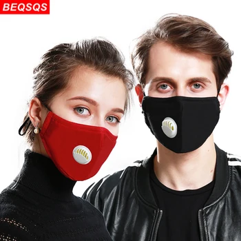 

Fashion PM2.5 Mouth Face Mask Cotton Breath Valve Mouth Mask Activated Carbon Filter Face Mask Washable Reusable Mask for Unisex
