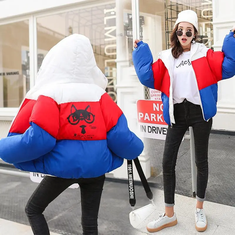 

2018 Winter New Style Korean-style Short Thick Cotton-padded Jacket Students Loose-Fit Couples Hooded down Coat