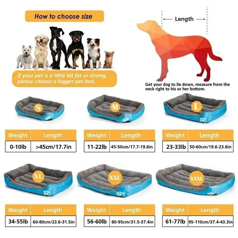Dog Bed Mats S-3XL Waterproof Bottom Pet Cat Dog Beds For Small Medium Large Dogs 10 Colors Warm Cozy Cat House Pets Big Basket