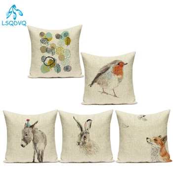 

Pop Animals Geometric Plant Decorative Pillows Case Dog Monkey Sofa Cushion Cover Home Decor for Car Living Room Pillowcase