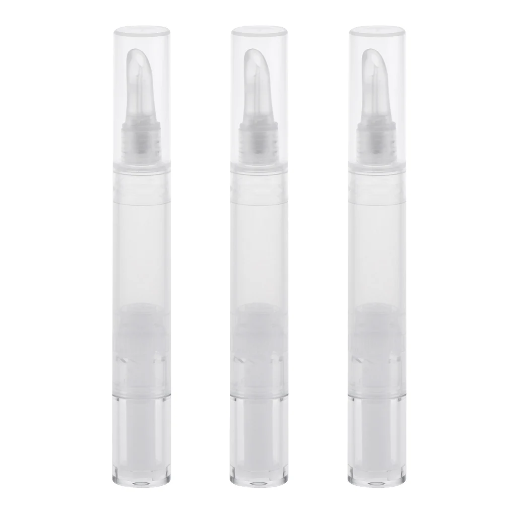 3pcs Empty Twist Pen Silicone Tip Cosmetic Container Lip Gloss Balm Tube 5ml