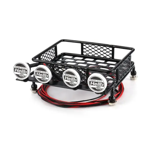 RC CAR Roof Rack Luggage Carrier General Type with 4 Round LED Light Bars Truck Crawler for CC01 CR01 SCX10 RC4WD | Электроника