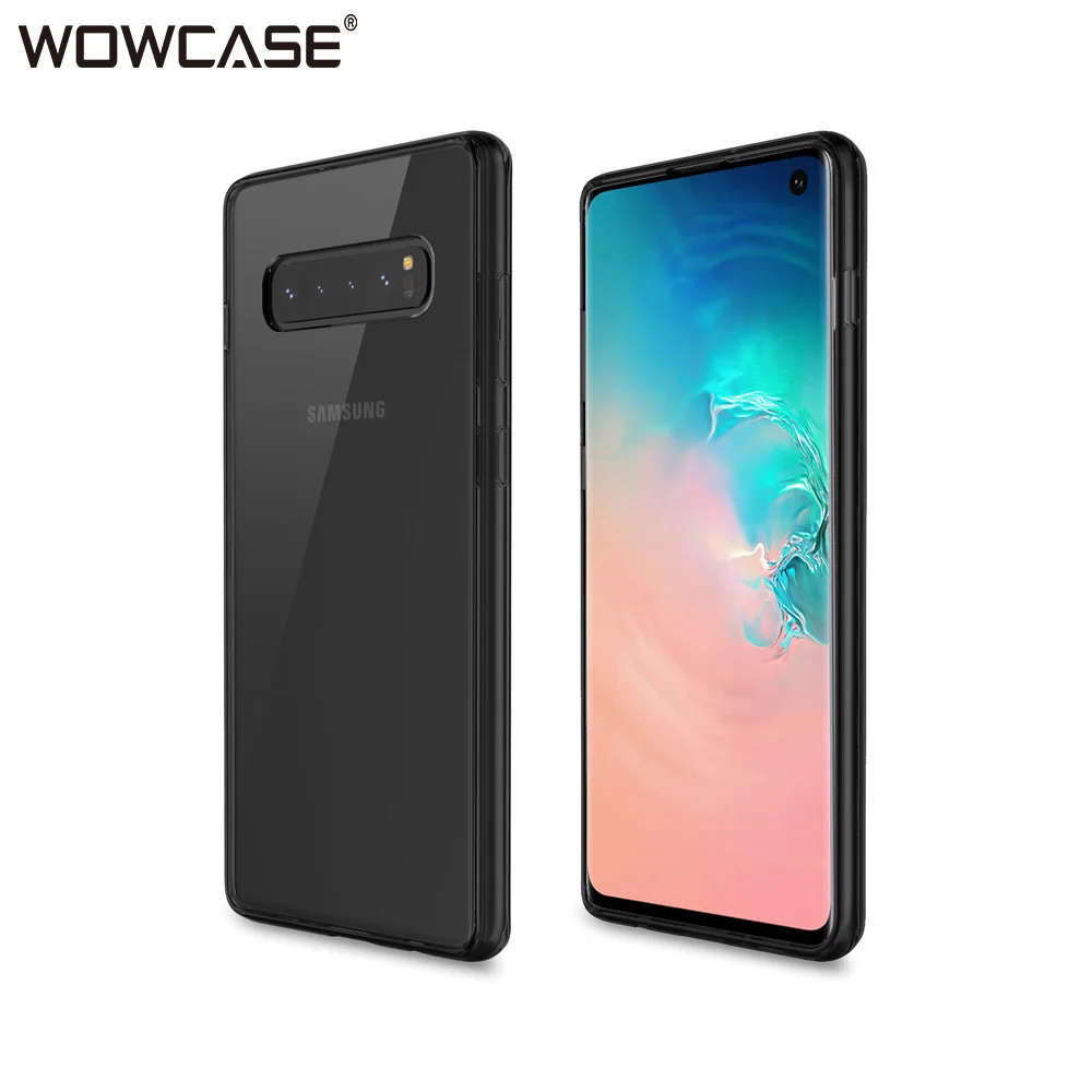 WOWCASE Transparent Case For Samsung S10 Cases Hybrid Ultra Thin Clear Soft Edge Silicone+PC Galaxy Phone Cover |