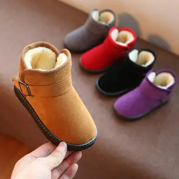 

Winter Thick Warm Fur Plush Baby Boots Leather Waterproof Children Kids Snow Boots Anti-slip Rubber Sole Girls Boys Snow Shoes