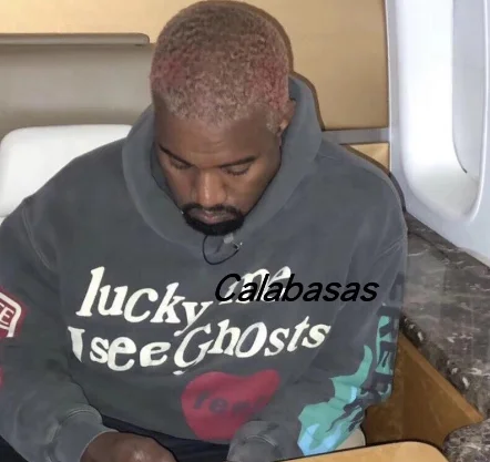 19ss Kanye West/Детский свитер с капюшоном с логотипом «видеть призраков», с флокированием, для женщин и мужчин, уличная одежда в стиле хип-хоп, модная мужская плотная толстовка с капюшоном с граффити