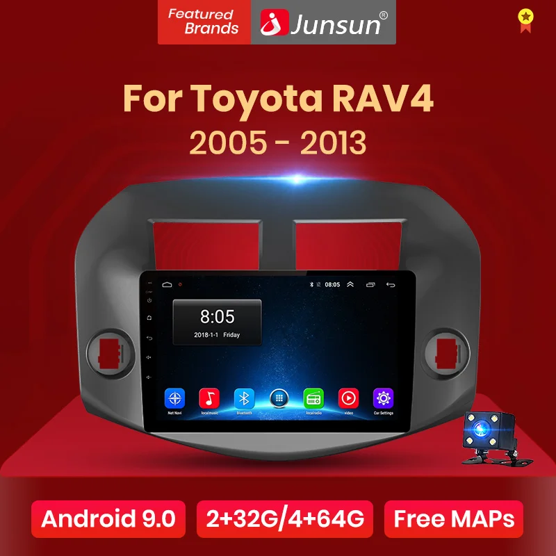 Junsun V1 2G+ 32G Android 9,0 для Toyota RAV4 2005-2007-2013 автомобильный Радио Мультимедиа Видео плеер навигация gps 2 din dvd