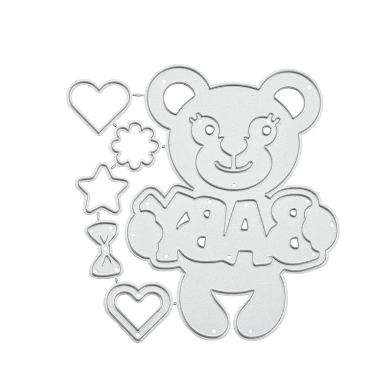 YaMinSanNiO Polar Pals Dies Bear Hugs Metal Cutting Dies and Clear Stamps for Card Making Scrapbooking Crafts Embossing Paper