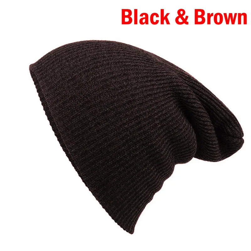 Новинка, женская теплая зимняя шапка, унисекс, удобная, мягкая, громоздкая, коллекция, мешковатая, различные стили, шапка, czapka zimowa - Цвет: black brown