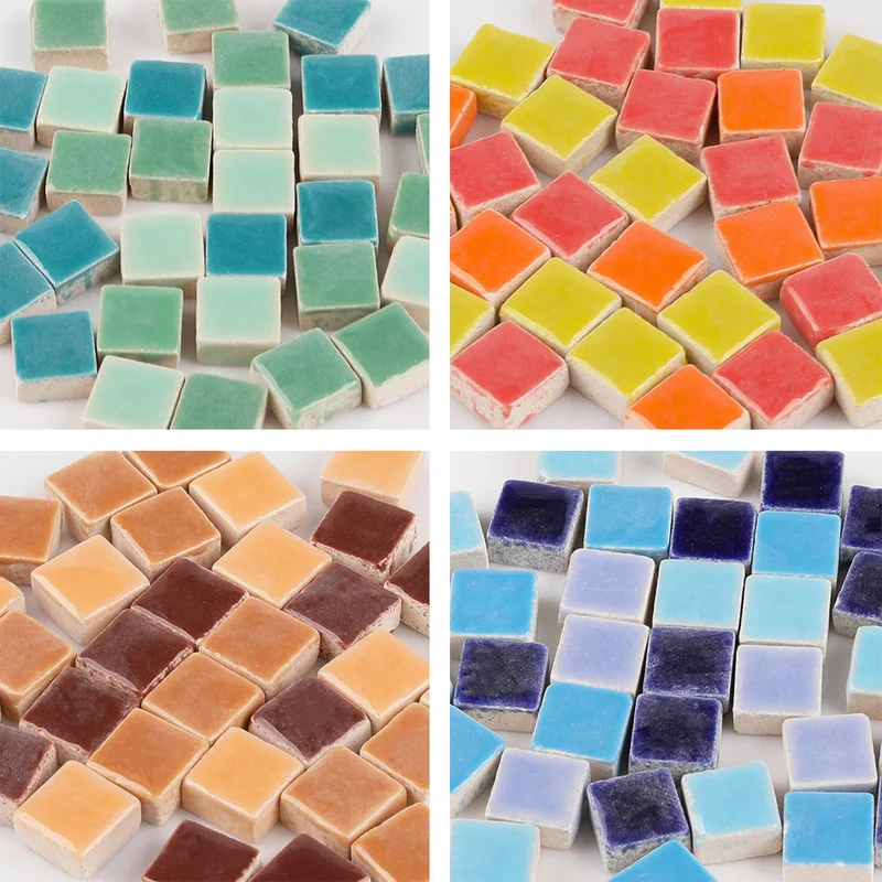 Description Picture 6 of item80g/2.82oz(Approx. 80pcs) Big Porcelain Mosaic Tiles 9.5mm Square Ceramic Mosaic Making Tiles Handmade DIY Crafts Materials