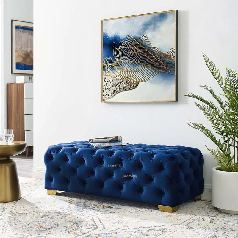 Nordic Fashion Living Room Sofa Home In Front of The Door Long Sofa Cushion Minimalist Modern Light Luxury Bedroom Velvet