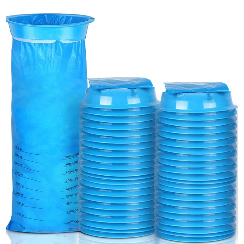 45Pcs 1000Ml Vomit Bags Motion Sickness Blue Emesis Disposable Rod For Car Jute Bag Travel | Дом и сад