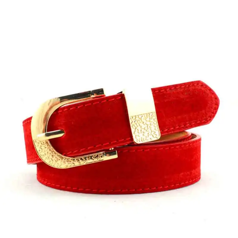 

New fashion ladies belt casual pin buckle wild multi-color suede PU belt