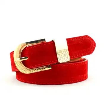 

New fashion ladies belt casual pin buckle wild multi-color suede PU belt