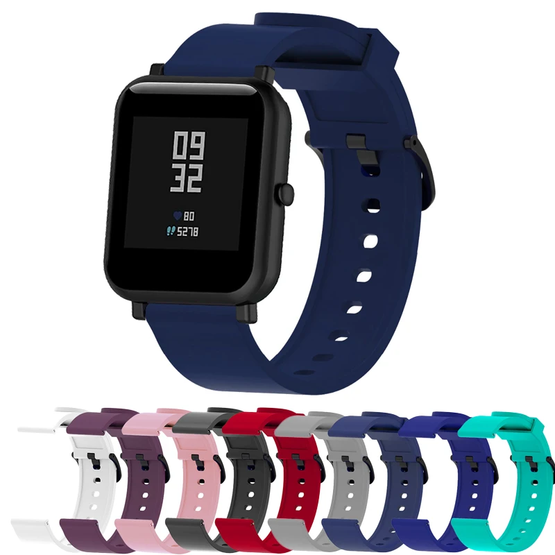 Ремешок защитный для Amazfit bip сменный Силиконовый браслет с металлической пряжкой